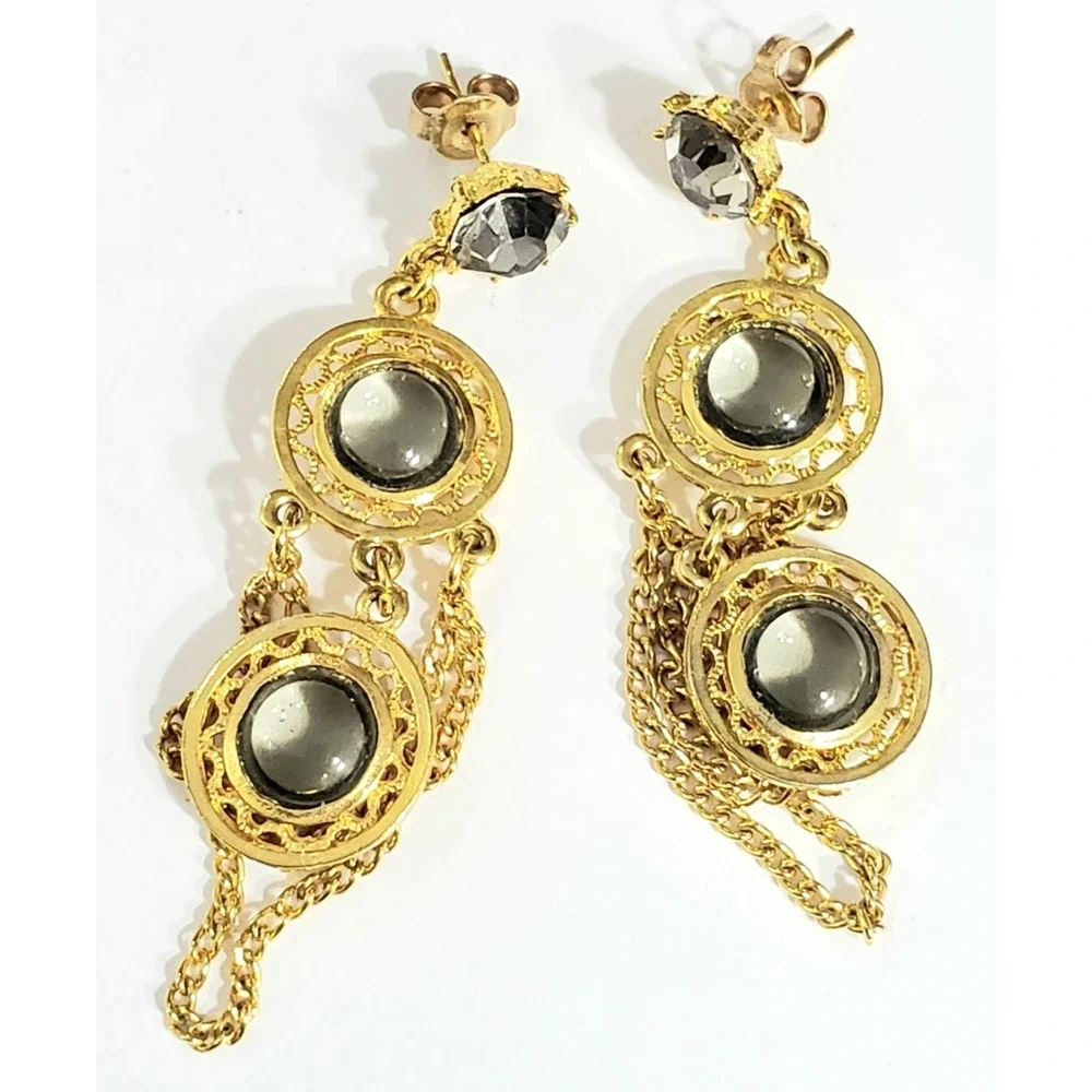 Ornate Long Dangle Pierced Earrings 2.5